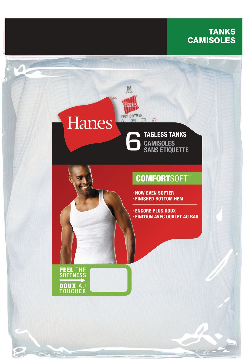 Camisole Hanes sans tiquettes pour hommes paq. de 6 Tailles P 3TG